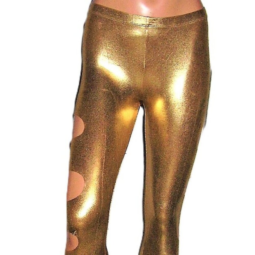 See You Monday Gold Shiny Spandex Leggings S